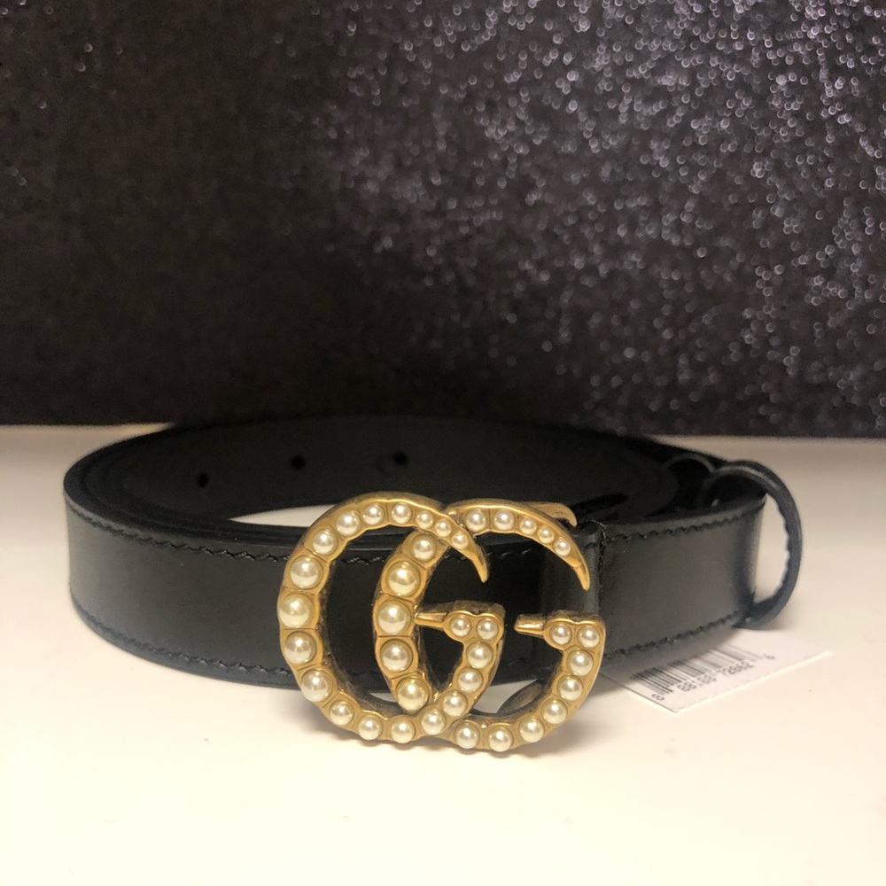 NWT authentic Gucci thin pearl belt sz 90